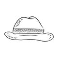 Homburg, bowler, cowboy hat drawing in black isolated on white background. Hand drawn vector sketch illustration in vintage, Royalty Free Stock Photo