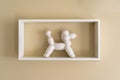 Wall kids floating decor, white ceramic ballon dog, bedroom modern rectangular shelf