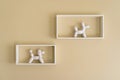 Wall kids floating decor, white ceramic ballon dogs, bedroom modern rectangular shelves