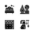 Home accessories black glyph icons set on white space Royalty Free Stock Photo