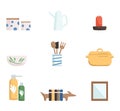 Home accessories flat color vector objects set