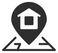 Home address black icon. Gps location pin on map