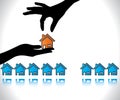 Home agent hand silhouette selling home Royalty Free Stock Photo