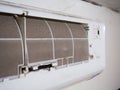 Home air conditioner`s filter choke with fully of dust, dirty fi Royalty Free Stock Photo