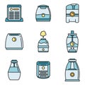 Home air purifier icons set vector color Royalty Free Stock Photo