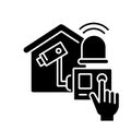 Home alarm system black glyph icon