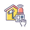 Home alarm system RGB color icon