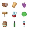 Home alcohol icons set, cartoon style