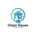 home apartment cleaning and washing service vector logo design