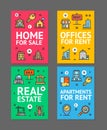Home, Apartment and Office Flyer Banner Posters Card Set. Vector