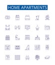 Home apartments line icons signs set. Design collection of Apartments, Home, Dwelling, Residences, Condos, Accommodation