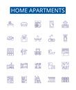Home apartments line icons signs set. Design collection of Apartments, Home, Dwelling, Residences, Condos, Accommodation