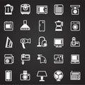 Home appliance icons set on black background for graphic and web design, Modern simple vector sign. Internet concept. Trendy Royalty Free Stock Photo