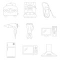 Home Appliance Line Art Icon Set Dashed