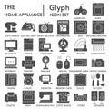 Home appliance SIGNED glyph icon set, household symbols collection, vector sketches, logo illustrations, electrical Royalty Free Stock Photo