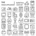 Home appliance line SIGNED icon set, household symbols collection, vector sketches, logo illustrations, electrical Royalty Free Stock Photo