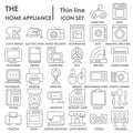 Home appliance SIGNED thin line icon set, household symbols collection, vector sketches, logo illustrations, electrical Royalty Free Stock Photo