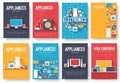 Home appliances cards set. Electronics template of flyear, magazines, posters, book cover, banners. Devices infographic concept