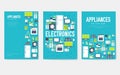 Home appliances cards set. Electronics template of flyear, magazines, posters, book cover, banners. Devices infographic