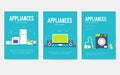 Home appliances cards set. Electronics template of flyear, magazines, posters, book cover, banners. Devices infographic