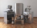 Home appliances. Household kitchen technics in the empty room Royalty Free Stock Photo