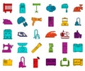 Home appliances icon set, color outline style Royalty Free Stock Photo