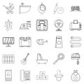 Home appliances icons set, outline style Royalty Free Stock Photo