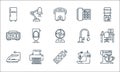 Home appliances line icons. linear set. quality vector line set such as mixer, remote, iron, sewing machine, printer, digital