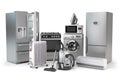 Home appliances. Set of household kitchen technics isolated on w Royalty Free Stock Photo