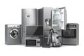 Home appliances. Set of household kitchen technics isolated on w