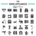 Home appliances solid icon set, technology symbols Royalty Free Stock Photo