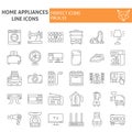 Home appliances thin line icon set, household symbols collection, vector sketches, logo illustrations, utensil signs Royalty Free Stock Photo