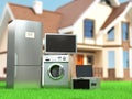 Home appliances. Tv, refrigerator, microwave, laptop and washin