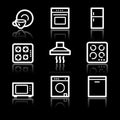 Home appliances white contour web icons