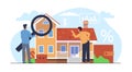 Home appraisal, real estate appraisers do home inspection. Property value, house assessment before purchase. Agent inspect