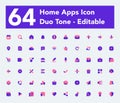 Home Apps Icon Pack Duo Tone Style Royalty Free Stock Photo