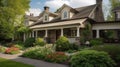 Home architecture design in Colonial Style with Grand entryway