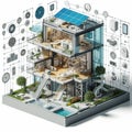 Home architecture design in future with blue print