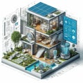 Home architecture design in future with blue print