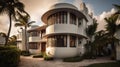 Home architecture design in Mediterranean Style with Ocean view Royalty Free Stock Photo