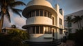 Home architecture design in Mediterranean Style with Ocean view Royalty Free Stock Photo