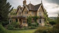 Home architecture design in Tudor Style with Half-timbering