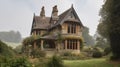 Home architecture design in Tudor Style with Half-timbering