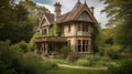 Home architecture design in Tudor Style with Half-timbering