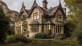 Home architecture design in Tudor Style with Half-timbering