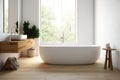 modern bathtub house interior home luxury architecture tub bathroom wood white. Generative AI.