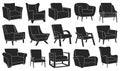 Home armchair vector black set icon. Vector illustration comfortable chair on white background. Isolated black set icon Royalty Free Stock Photo