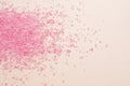 Home aroma therapy pink bath salt peach background