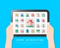 Home automation concept with user interface and icon set Royalty Free Stock Photo