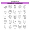 Home Automation Line Icon Set - 25 Dashed Outline Style Royalty Free Stock Photo